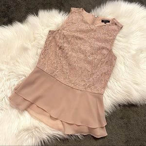 Blush lace peplum top